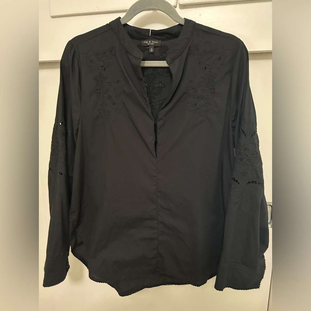Black Rag & Bone Eyelet Blouse